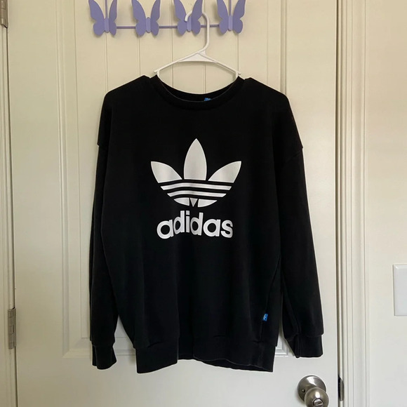 EUC | Adidas‎ women’s black & white crewneck — size 8 - Picture 1 of 7